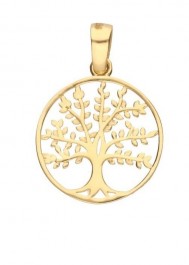 Gold pendant with a tree