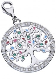 Silver charms with a tree